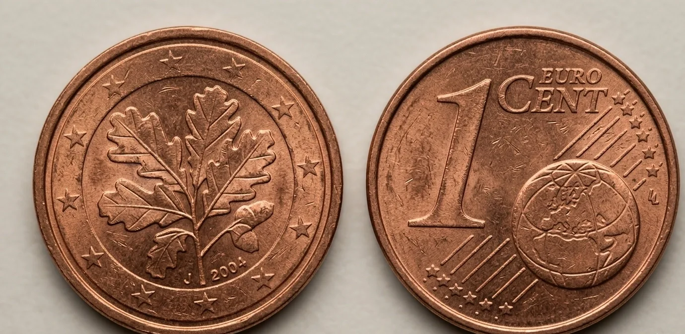 Makroaufnahme einer 1-Cent-Münze aus Deutschland